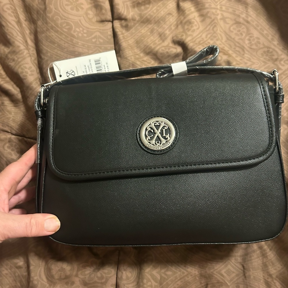 Christian lacroix Elegant Black Crossbody Bag with Silver Detail